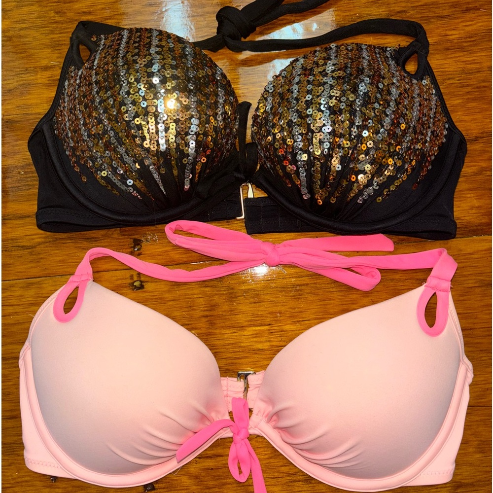 Bundle - 2 Victoria Secret Gorgeous Push Up Bikini Bra Tops 34D